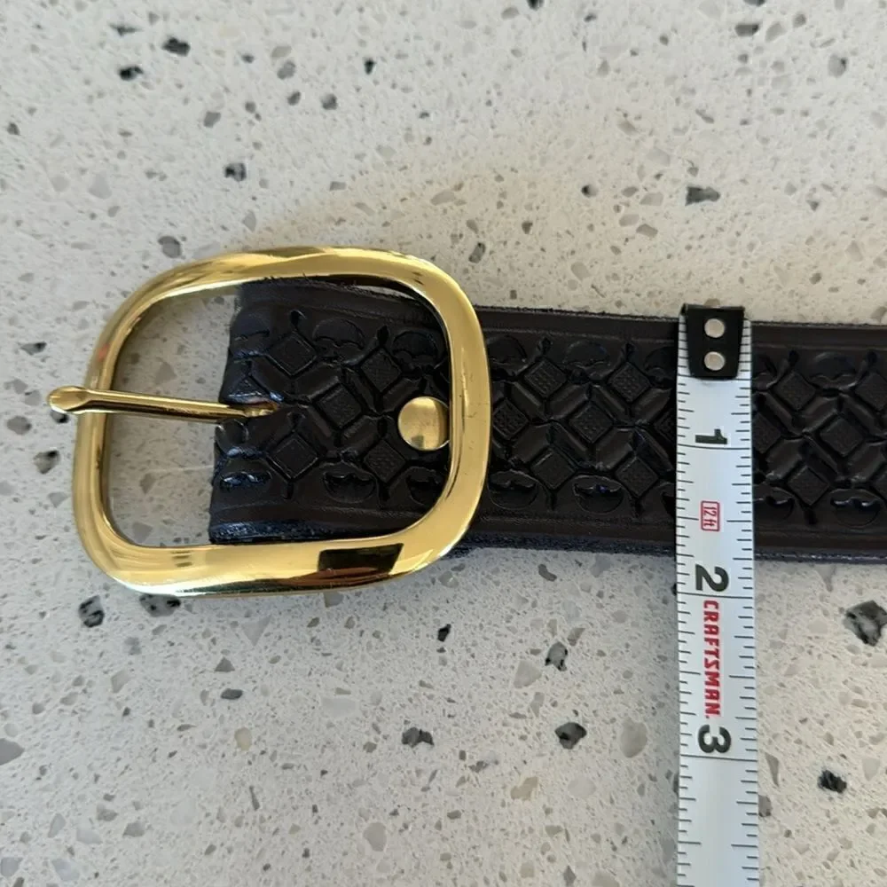 Genuine Leather Men’s Black Embossed Work Casual Belt Size 38